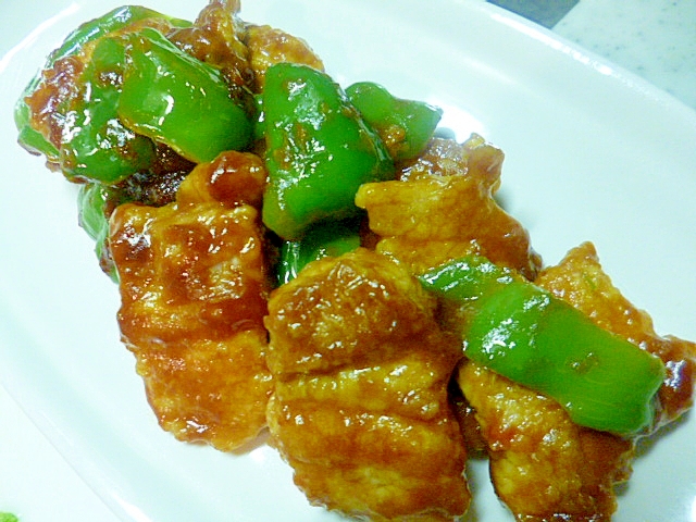 苦手野菜克服♪豚バラ肉とピーマンのケチャップ炒めの写真