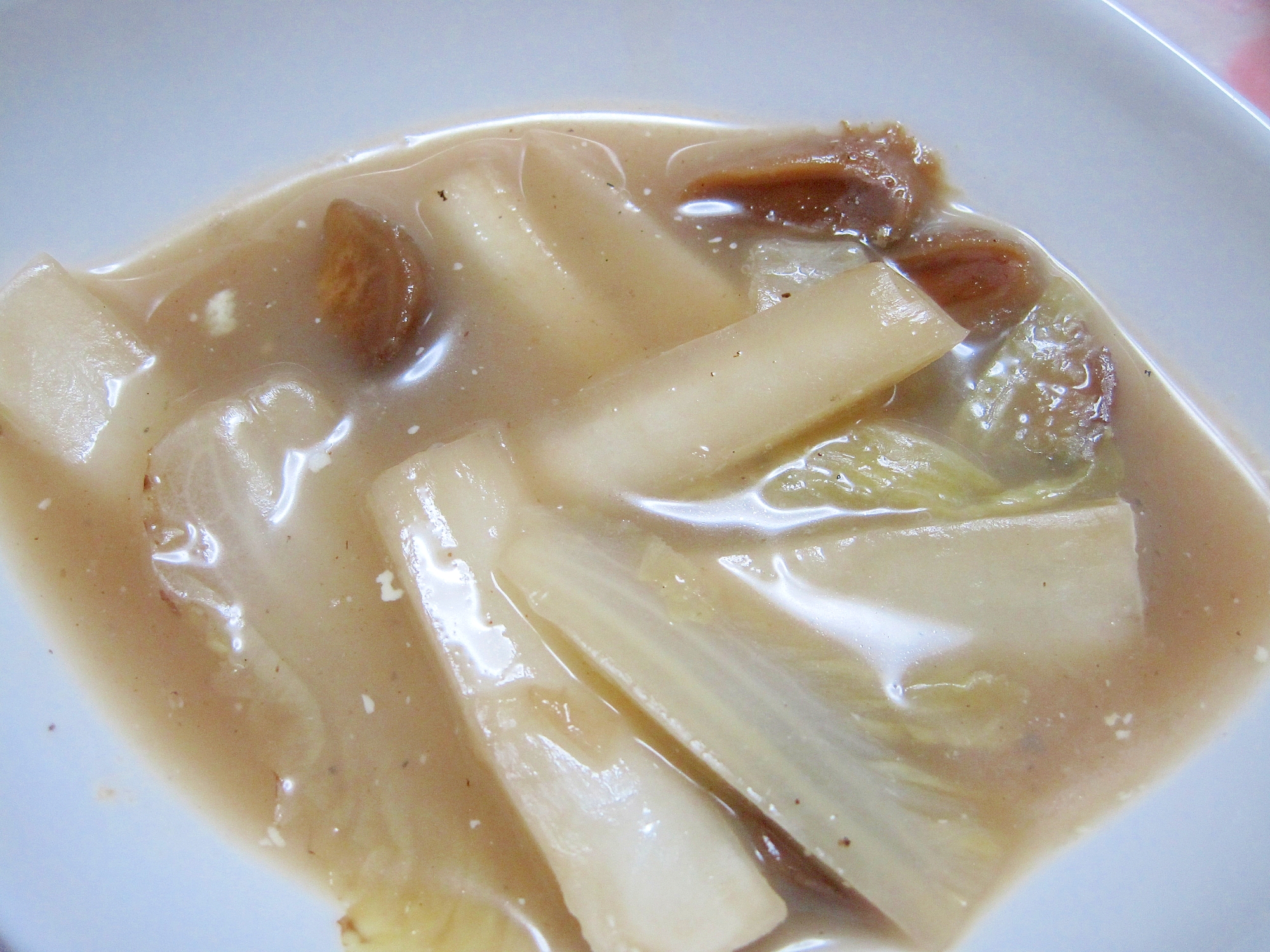 椎茸丸ごと豆乳スープの写真