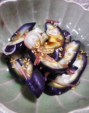 糠漬け茄子のみょうがもみの写真