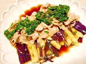 レンジで☆蒸し茄子と豚肉の薬味ソースの写真