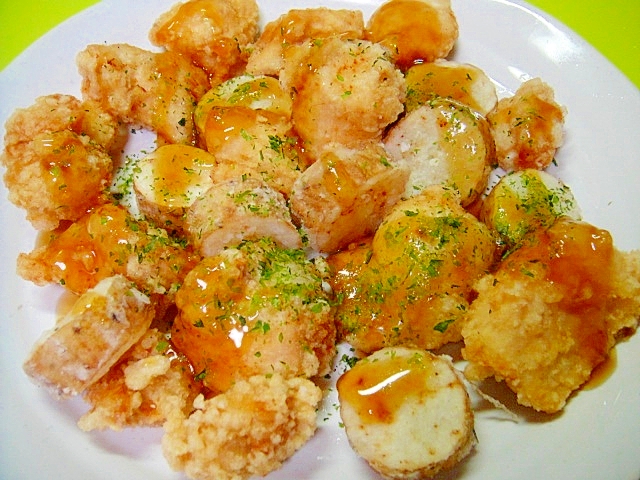 揚げ鶏と長芋の甘酢あんかけの写真