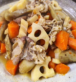 牛肉根菜シンプル酒醤油煮の写真