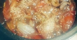 トマトの牛肉炒め煮の写真