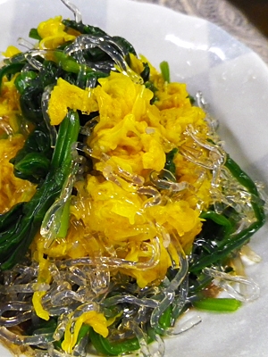 ホウレン草菊海藻麺のシャキシャキおひたしの写真