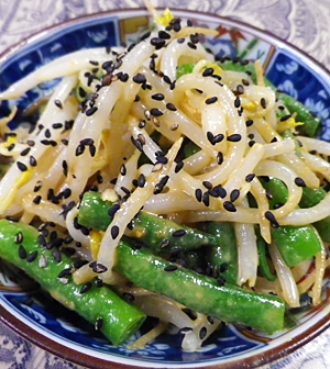 いんげんもやしの胡麻あえ
