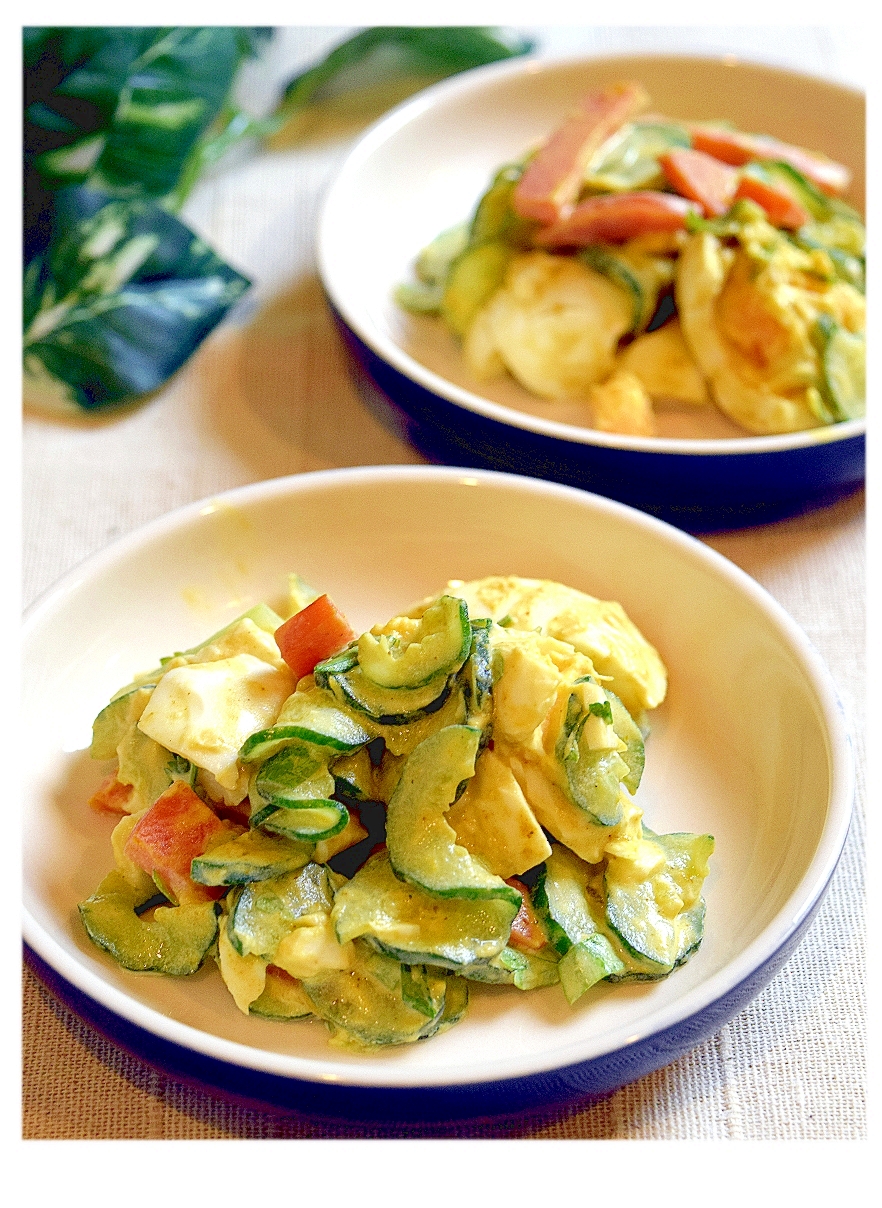 残り物野菜でエコなスパイシーサラダの写真