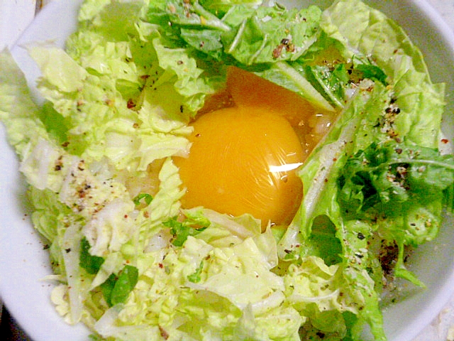 簡単♪白菜とマジックペッパーソルトの卵かけご飯の写真