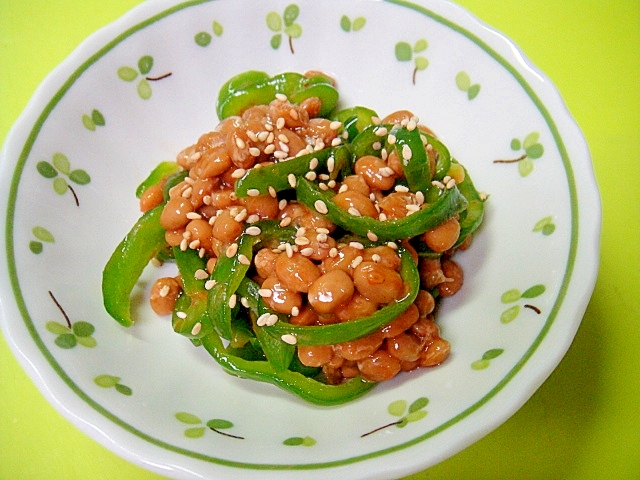 キムチ風味☆ピーマン納豆の写真