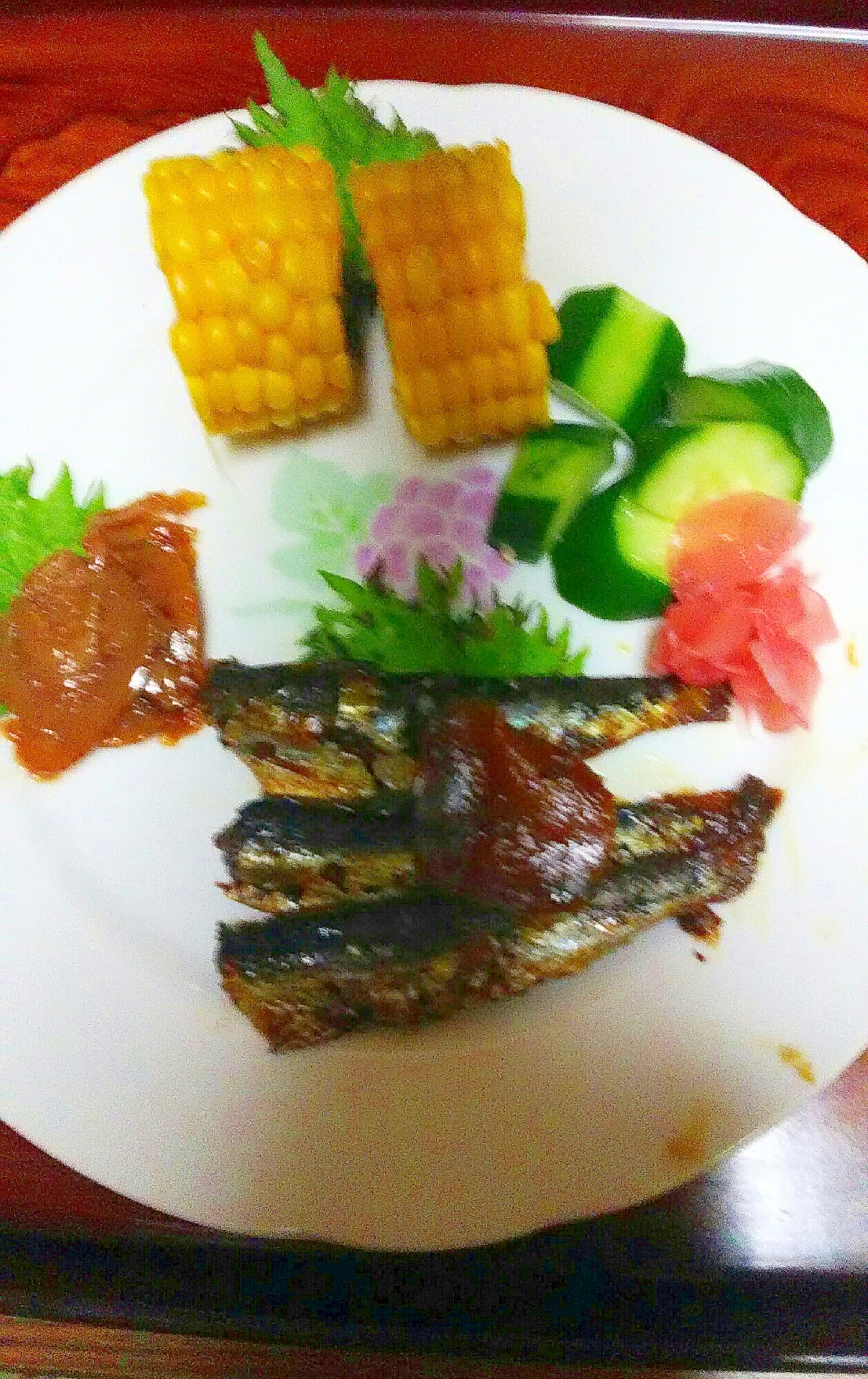 鰯と牛肉煮&夏野菜のプレート