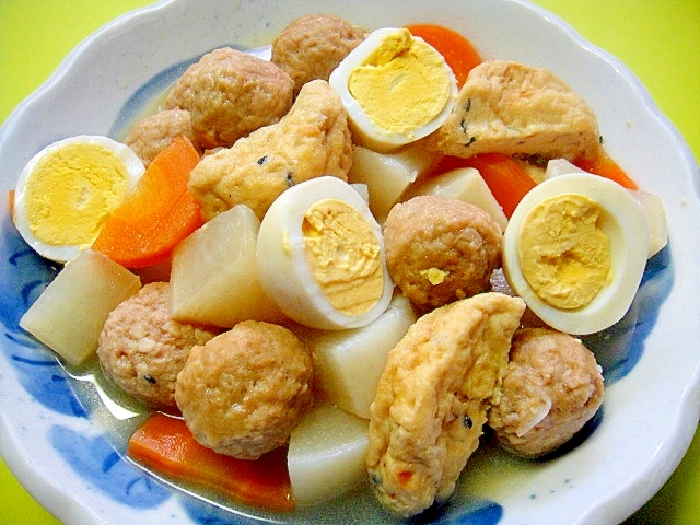 コンソメ味☆大根と肉団子がんもどきのおでん風の写真