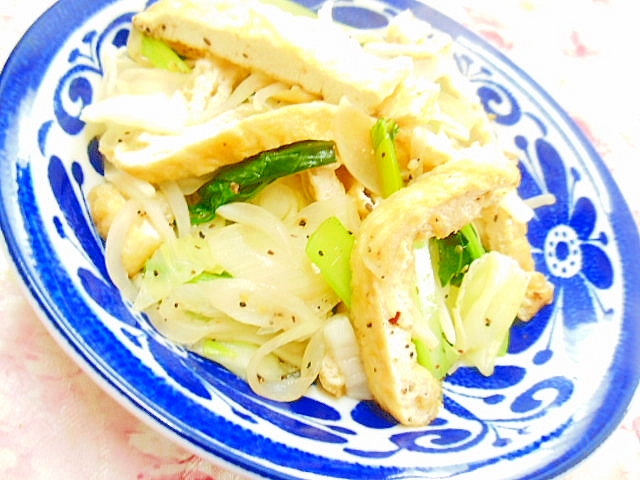 ❤大判厚揚げと小松菜と玉葱のめんつゆソテー❤の写真