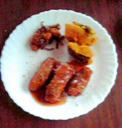 アスパラ肉巻きカボチャ添えプレートの写真