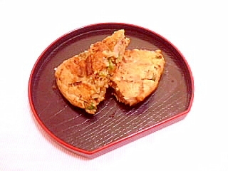 卵1/2個♪ライス入りピーマンと玉葱のおやきの写真