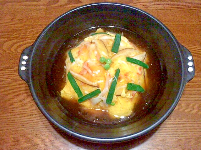 キャベツの芯ごはんで天津飯 椎茸の軸も使って