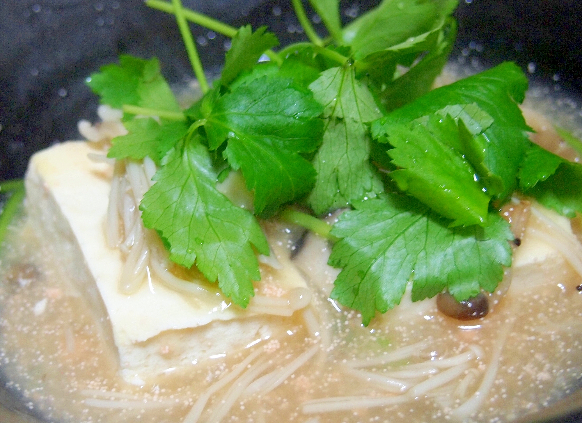豆腐のきのことたらこのしょうがあんかけの写真