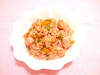 おから入り♪カボチャとインゲンのパラパラ炒飯の写真