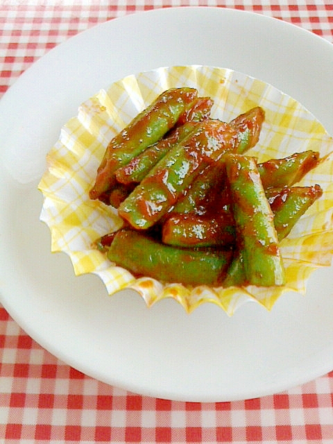 お弁当やあと一品に！いんげんのオーロラ炒めの写真