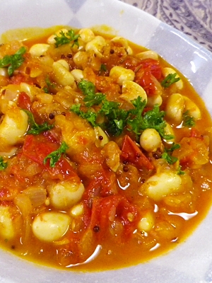トマト玉ねぎ大豆のスパイス炒め煮の写真