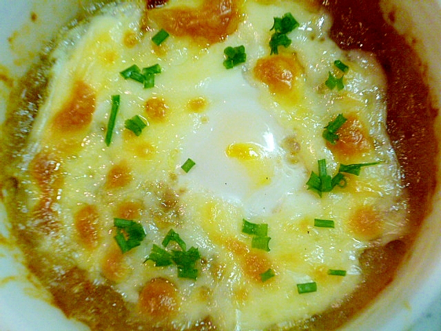 レンジで簡単！おつまみ！たまごと長芋のグラタンの写真