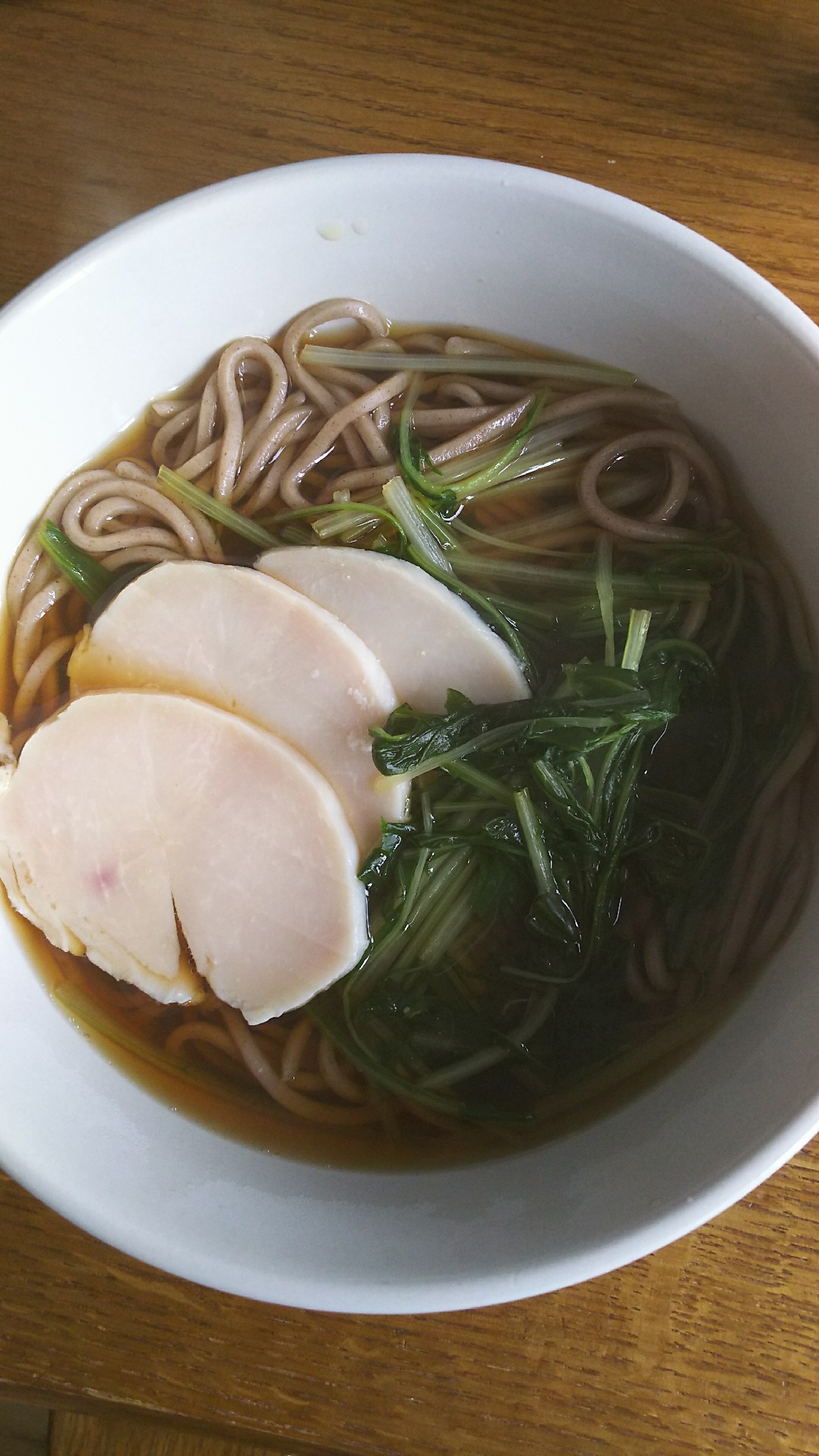水菜と鶏ハムのお蕎麦の写真