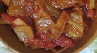 キャベツとベーコンのトマト煮の写真