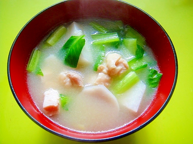 里芋と鶏肉小松菜の味噌汁 お手軽レシピで作る Jaグループ