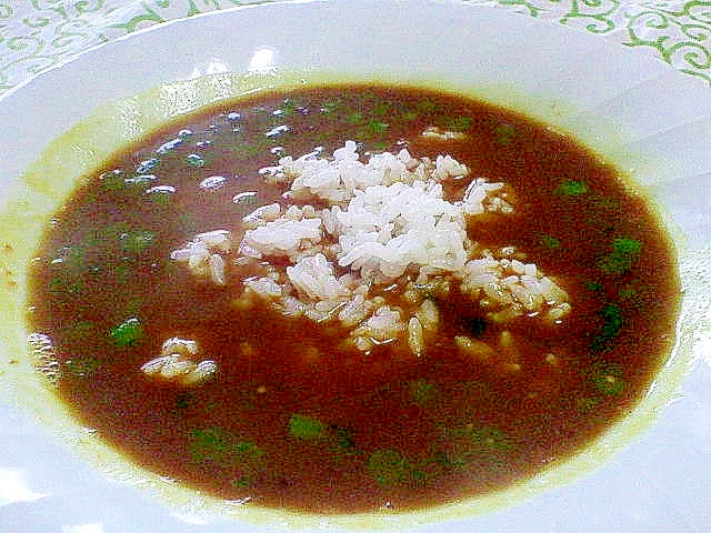 捨てないで☆鯵の粗と春菊の茎で作る♪カレースープの写真