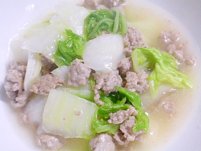 簡単！白菜と豚ひき肉のとろみスープの写真
