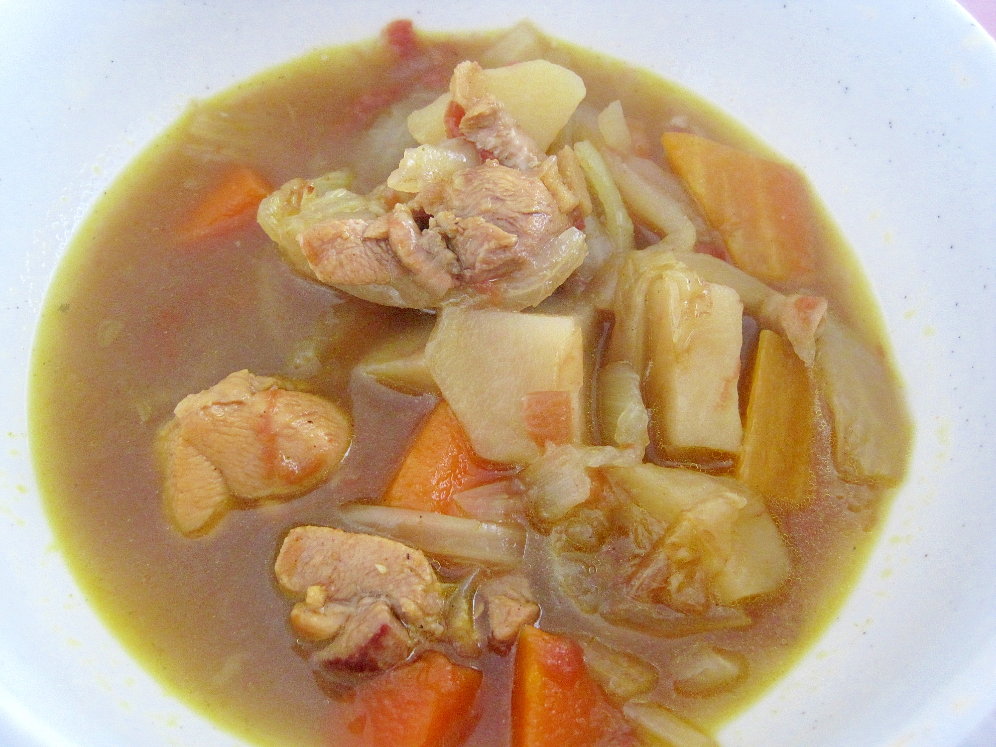 白菜の芯を活用のチキンカレーの写真