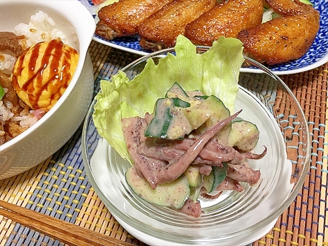 余った煮イカ助け隊！キューリとニーカのマヨわさ和えの写真