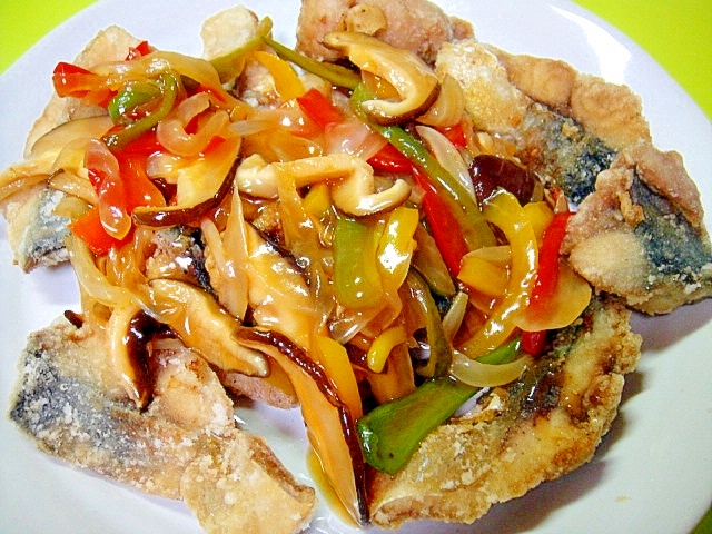 揚げサバの野菜きのこあんかけ
