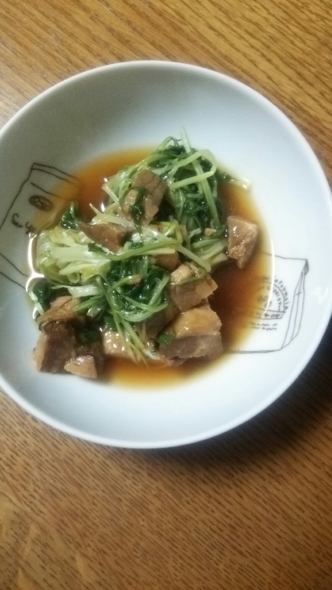 豚の角煮と水菜のさっと煮の写真