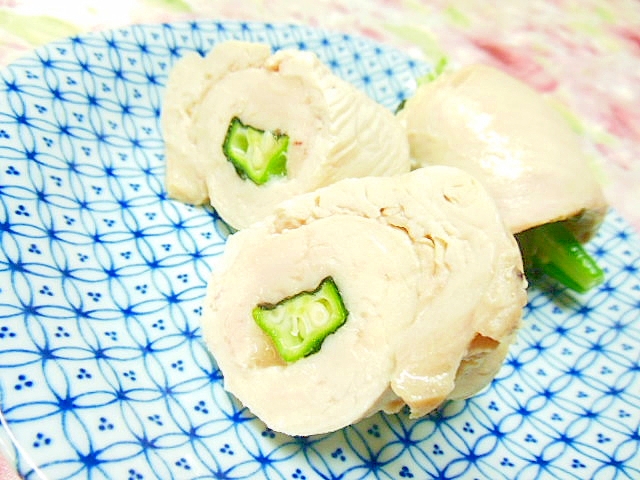 レンジで簡単❤オクラと味海苔の鶏肉巻き❤の写真