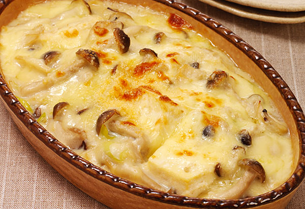 きのこと豆腐のヘルシーグラタンの写真